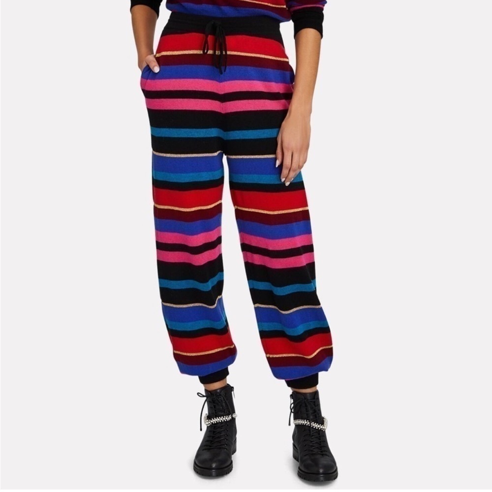 Ronny Kobo wool cashmere blend striped knit jogger pants